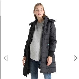 Long Quilted 3 in 1 Maternity Hooded Puffer Coat